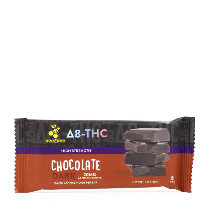 Delta-8 THC Chocolate Bars, High Strength - Dark